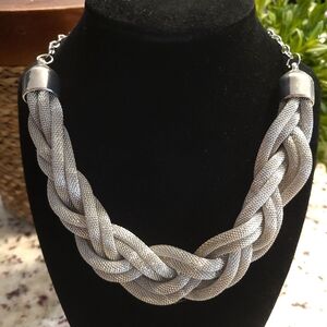 Silver Braided Bead Necklace